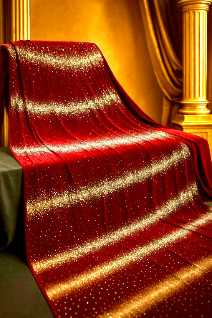 Royal Crimson Velvet with Golden Sparkle – 4 Meter Unstitched Fabric - Mohammad collection