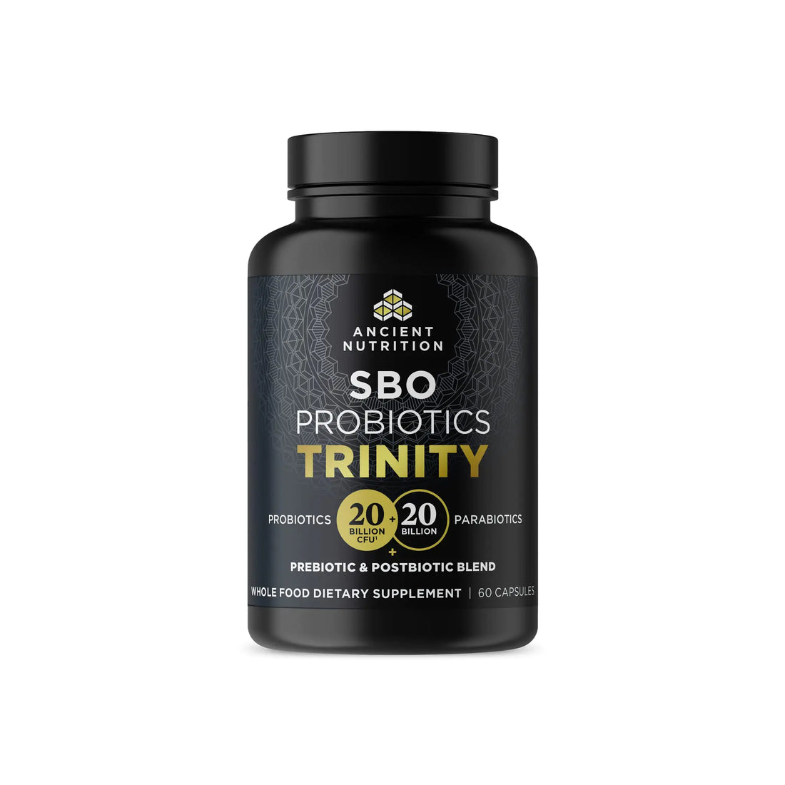 Ancient Nutrition SBO Probiotic Trinity Daily Care Probiotics for Digestive Health 40 Billion Blend of Prebiotics Probiotics Postbiotics and Parabiotics Reduces Occasional Bloating 60 Count