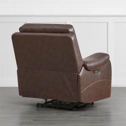 Alaric Brown Genuine Leather Zero Gravity Power Recliner with Metal Frame, Adjus