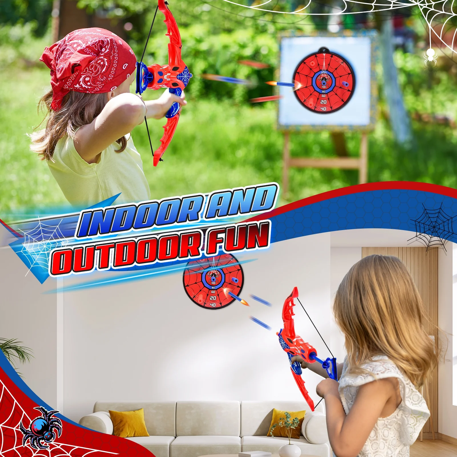 Bow and Arrow Set for Kids, Outdoor Toys Archery Set for 3-12 Year Old Kids Boys