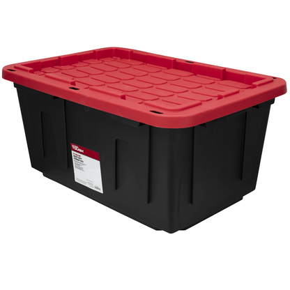 Large Storage Bin, 27 Gallon Plastic Storage Container with Snap-On Lid, Black a