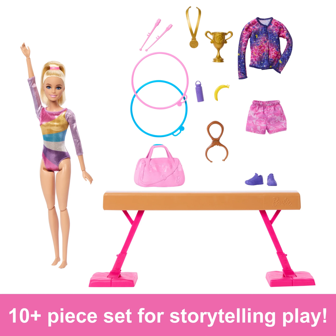 Gymnastics Playset with Blonde Fashion Doll, Balance Beam and Accessories, 3 Yea