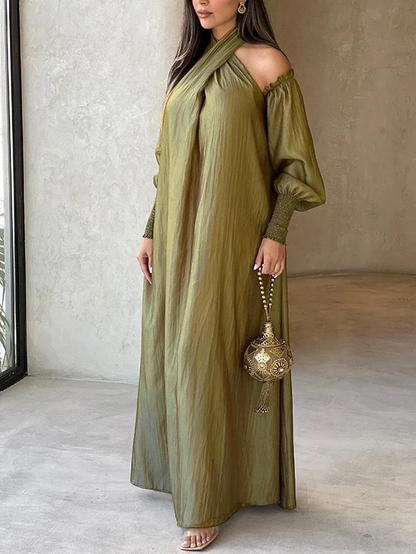 Modigirl Elegant Plus Size Maxi Dress with Puff Sleeves for Women 2025