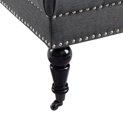 Isabelle Charcoal Gray Polyester Fabric Tufted Square Accent 34.6 In. Ottoman