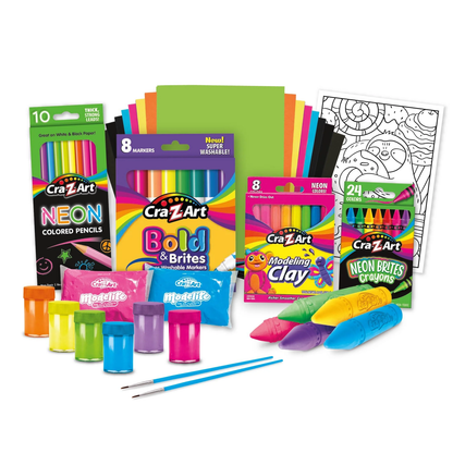 Neon Brights Activity Tub, Multi-Color Drawing Set with over 96 Pieces for Ages 