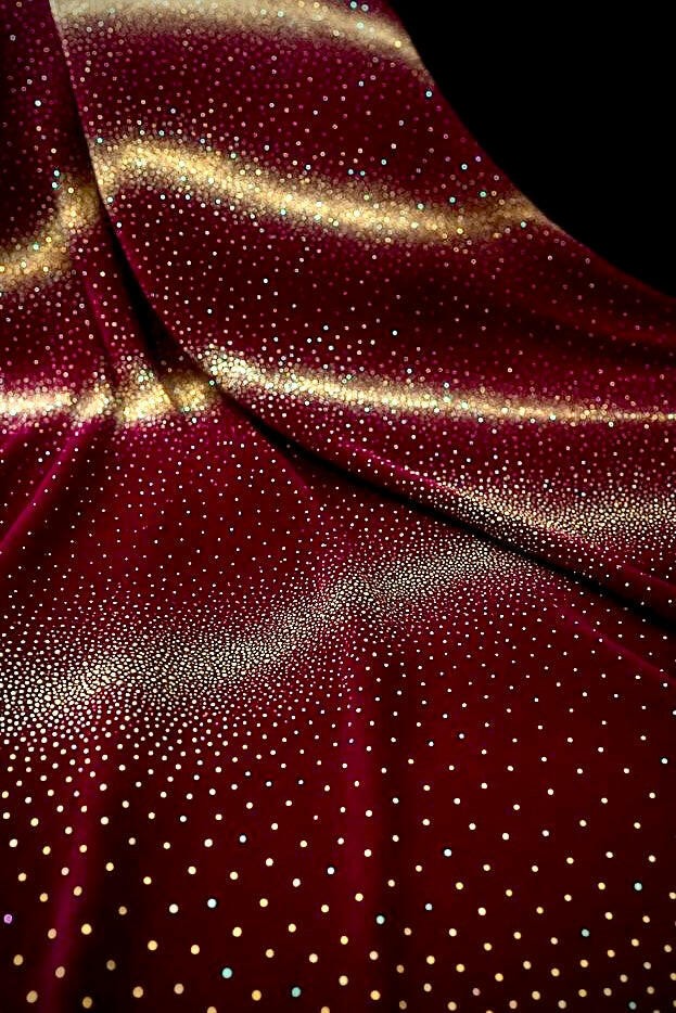 Royal Crimson Velvet with Golden Sparkle – 4 Meter Unstitched Fabric