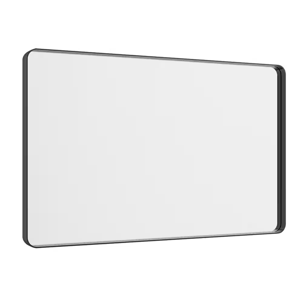 32 In. W X 40 In. H Rectangular Aluminum Alloy Framed Rounded Modern Black Wall 