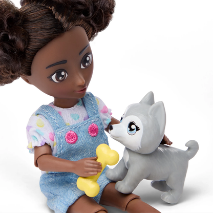 Isa &amp; Evie 18 Piece Set of 2 (5.5-Inch) Mini Dolls with Toy Dogs &amp; Pet Accessori