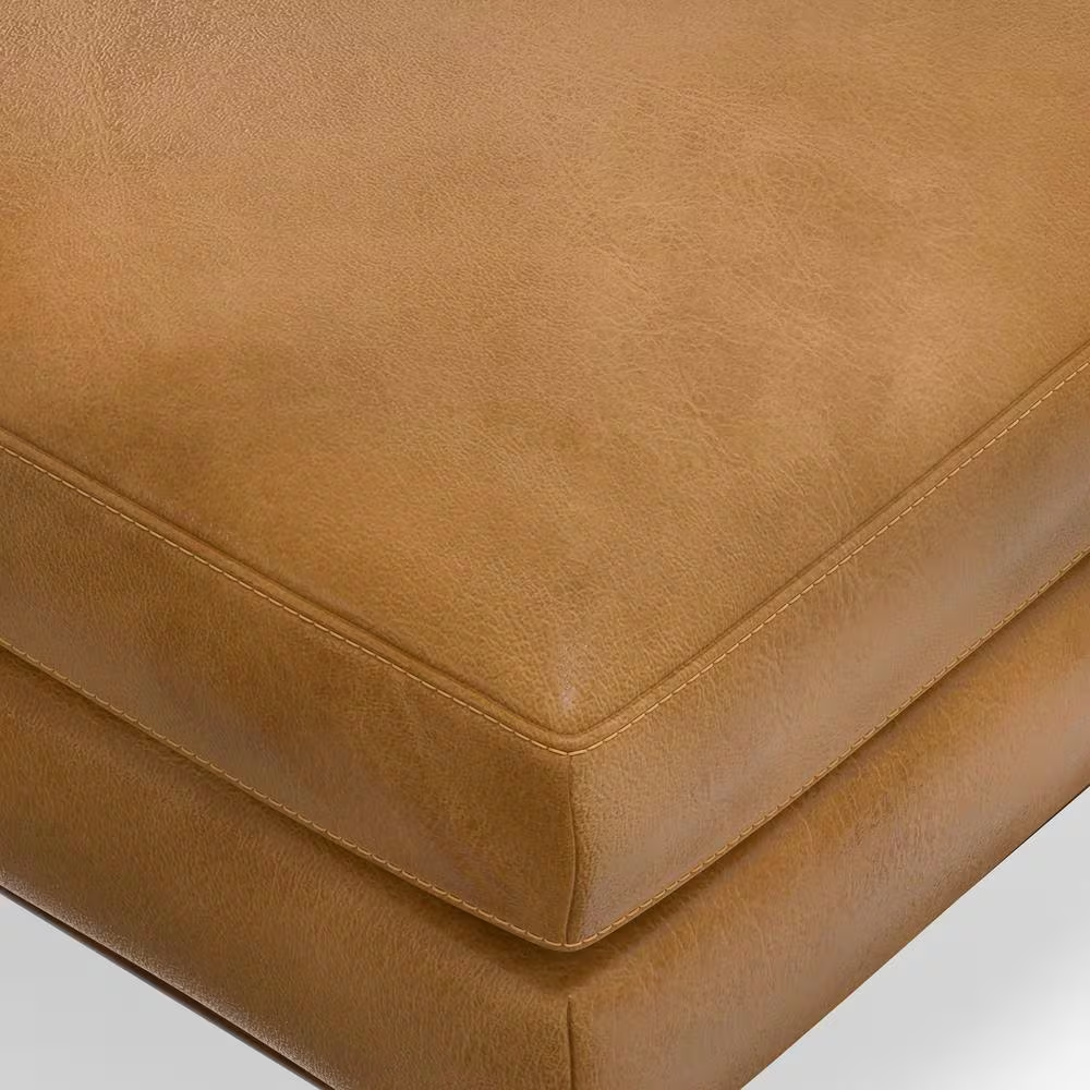 Morrison 49 In. Wide Mid-Century Modern Genuine Leather Large Rectangular Ottoma