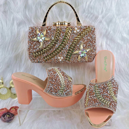 Luxury Royal Wedding Heels &amp; Matching Bag Set – Diamond Embellished