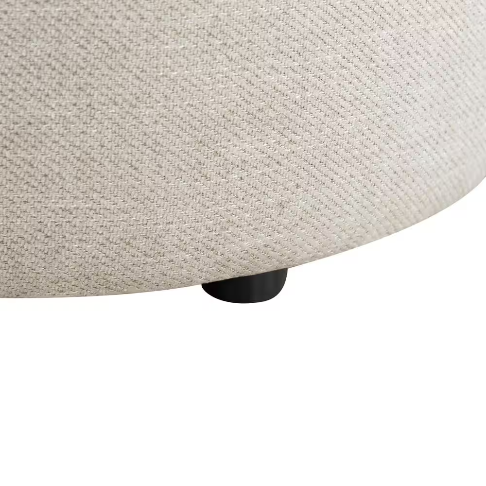Atlanta Beige Linen round Nesting 2-Piece Storage Ottoman