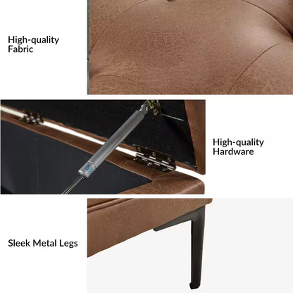 Jeremias Camel Transitional Lift Top Shelved Storage Button-Tufted Cocktail Otto