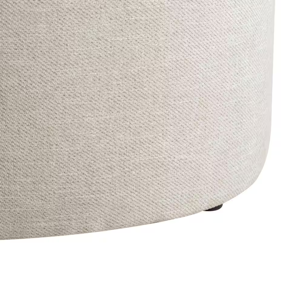 Atlanta Beige Linen round Nesting 2-Piece Storage Ottoman