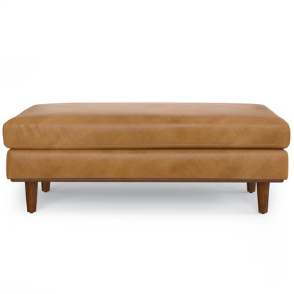 Morrison 49 In. Wide Mid-Century Modern Genuine Leather Large Rectangular Ottoma