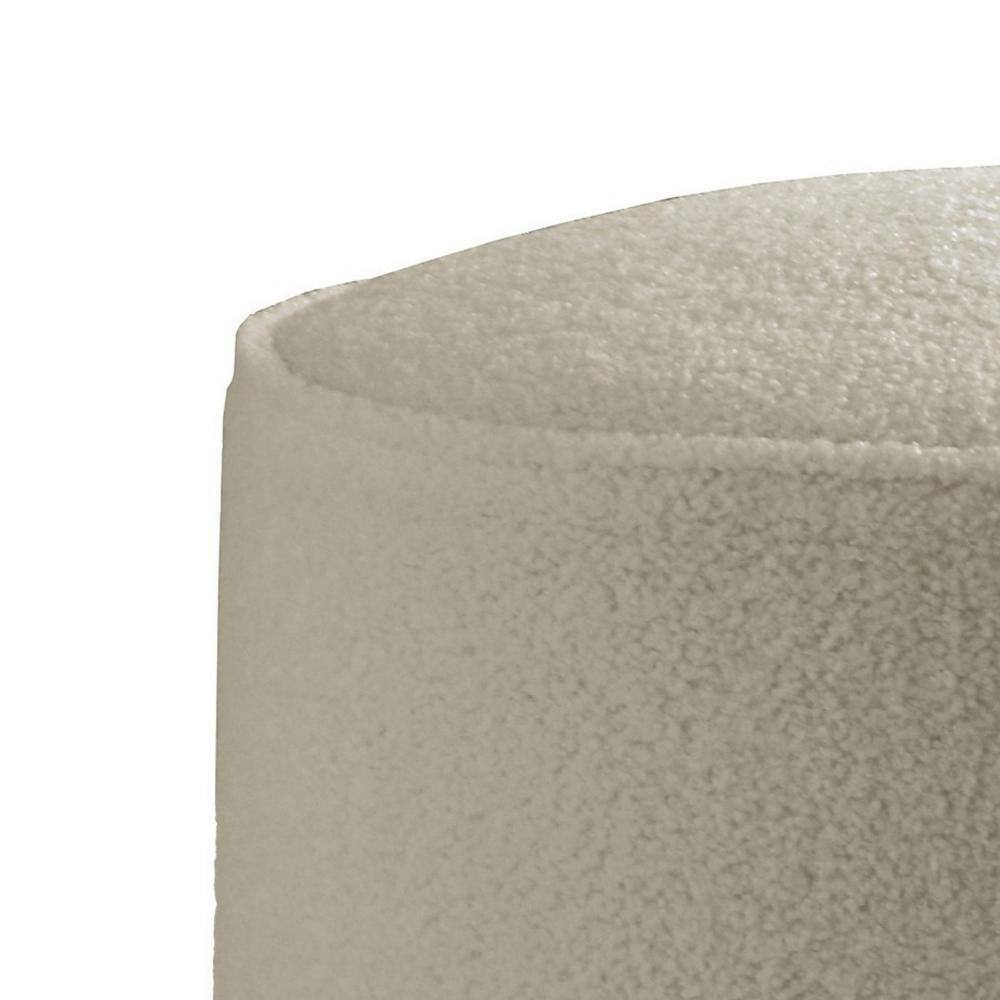 Beige and Black Fabric round Accent Ottoman