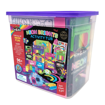 Neon Brights Activity Tub, Multi-Color Drawing Set with over 96 Pieces for Ages 