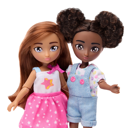 Isa &amp; Evie 18 Piece Set of 2 (5.5-Inch) Mini Dolls with Toy Dogs &amp; Pet Accessori