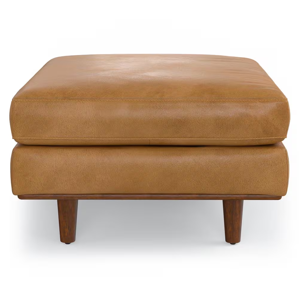 Morrison 33 In. Wide Mid-Century Modern Mid Century Genuine Leather Ottoman in S