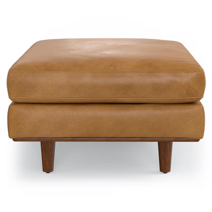Morrison 33 In. Wide Mid-Century Modern Mid Century Genuine Leather Ottoman in S
