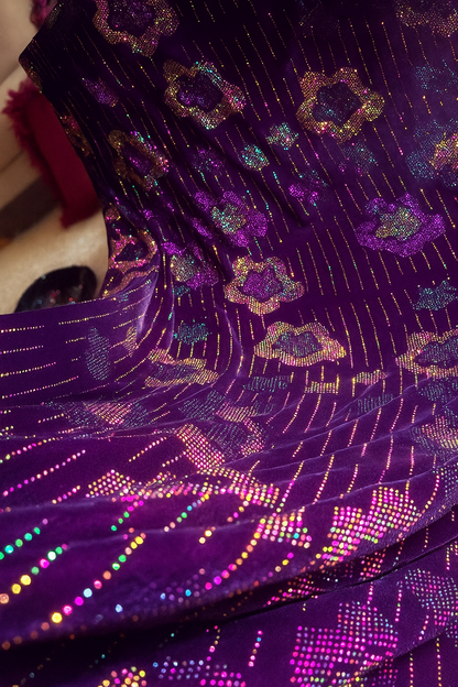 &quot;Luxury Velvet Stone-Work Fabric – 4 Royal Colors | Embellished with
