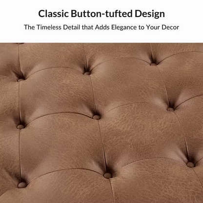 Jeremias Camel Transitional Lift Top Shelved Storage Button-Tufted Cocktail Otto