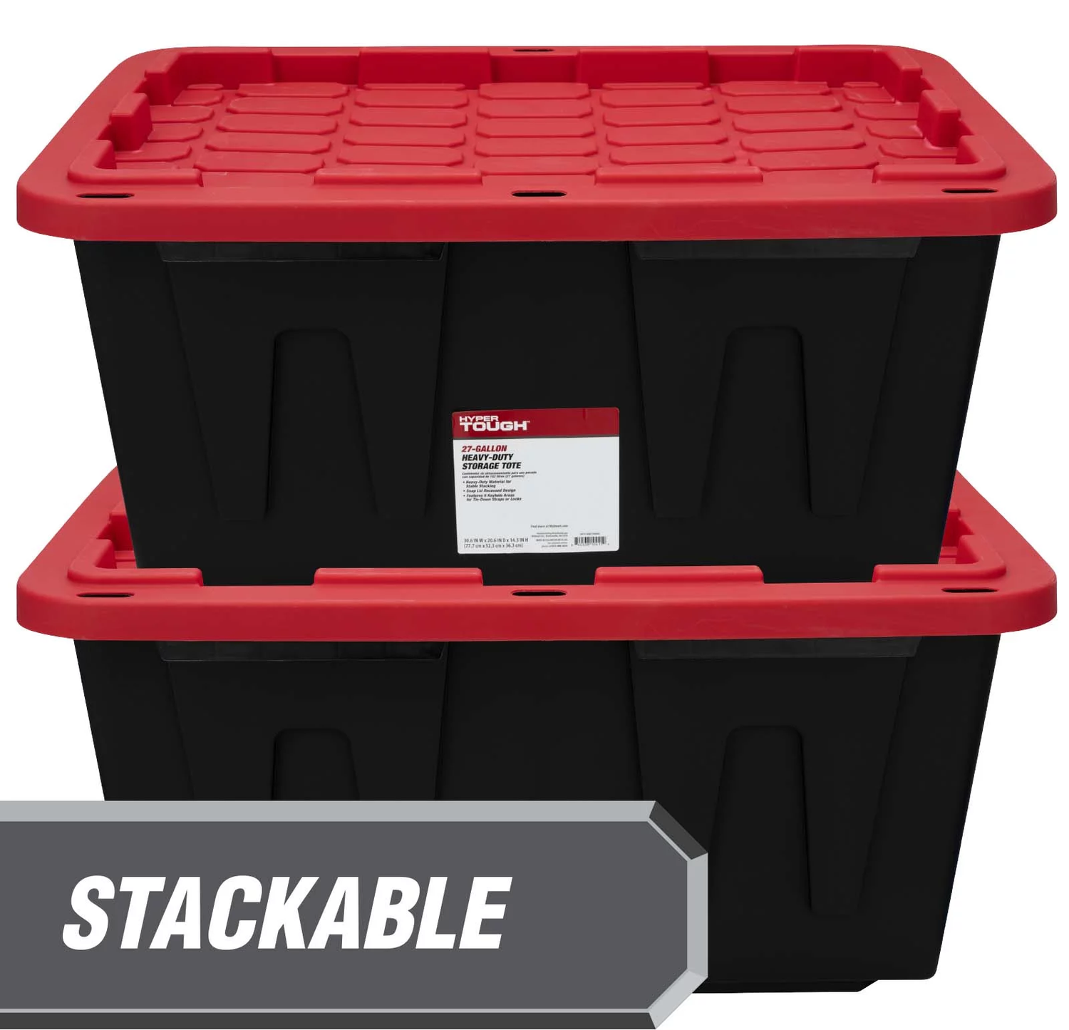 Large Storage Bin, 27 Gallon Plastic Storage Container with Snap-On Lid, Black a