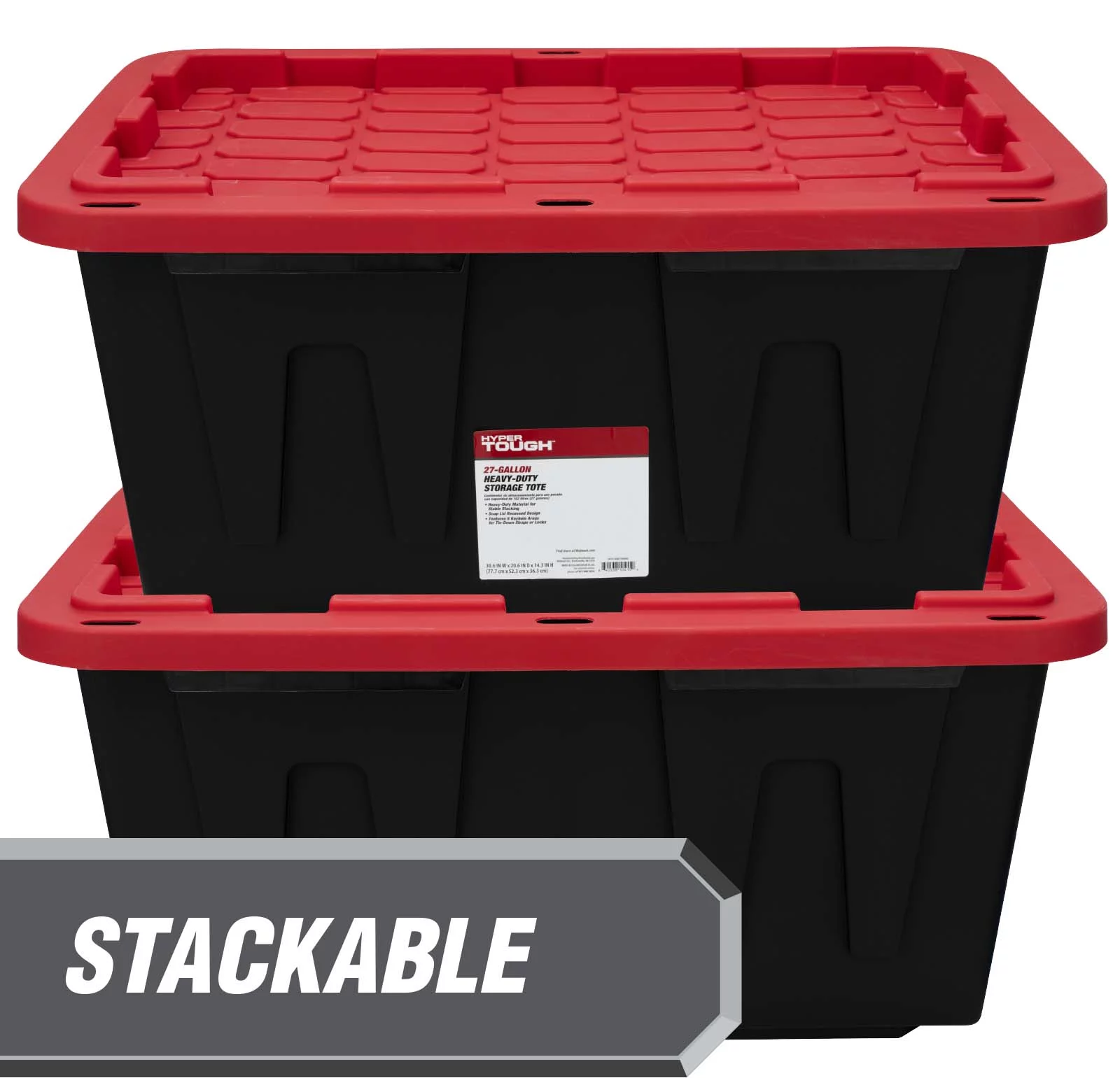 Large Storage Bin, 27 Gallon Plastic Storage Container with Snap-On Lid, Black a
