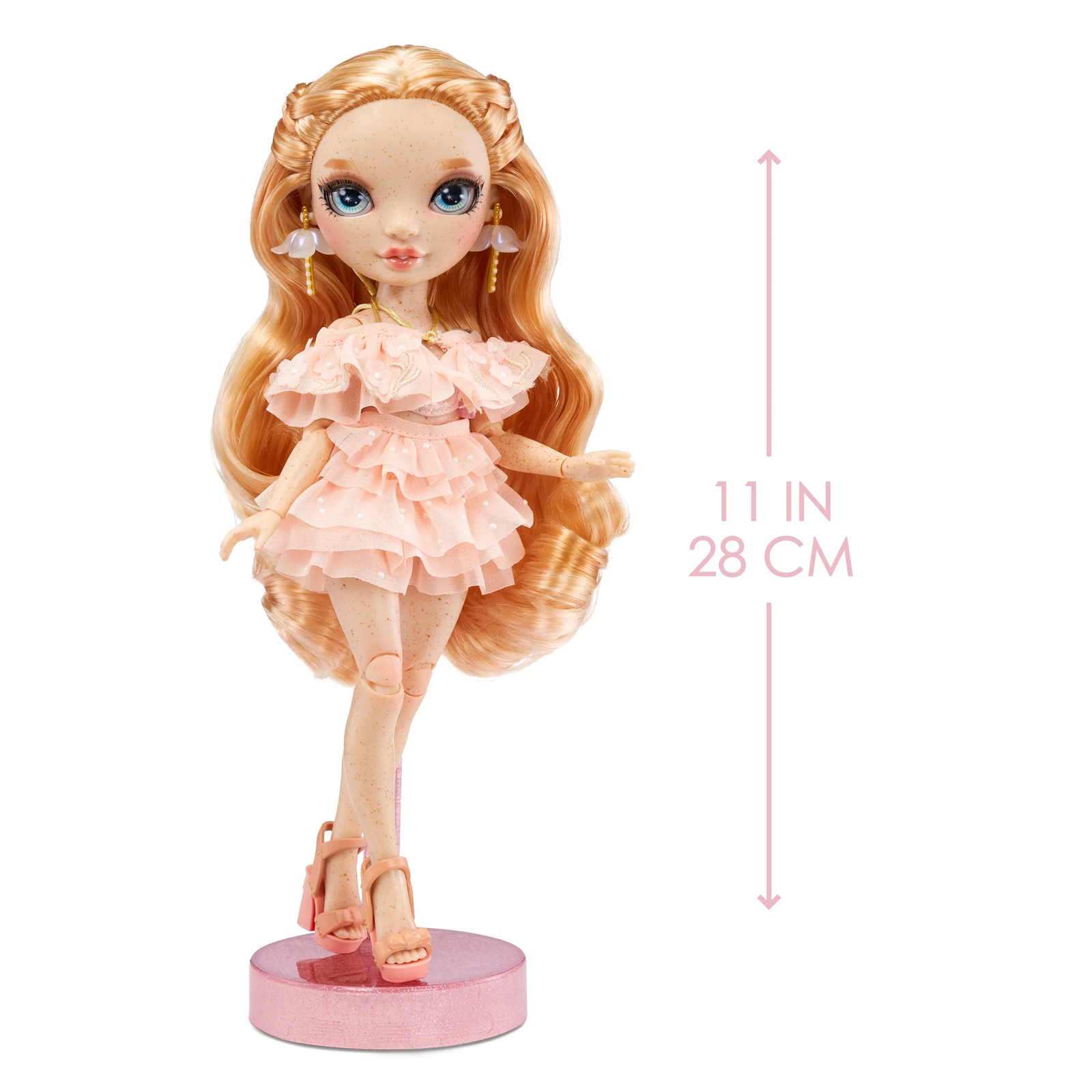 Victoria - Light Pink Fashion Doll, Freckles from Head to Toe. Fashionable Outfi