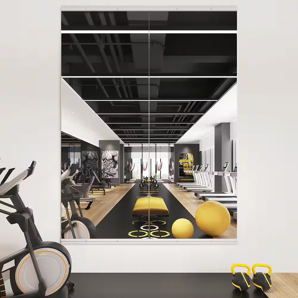 Large 2-Piece 63 In. W X 24 In. H Rectangle Framless Gym Mirror Yoga Mirror Temp