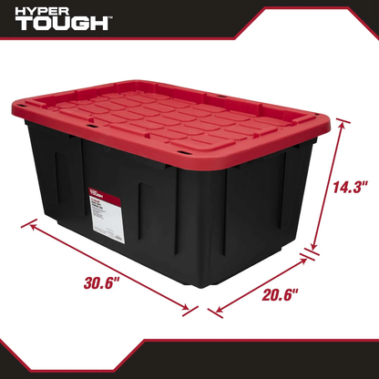 Large Storage Bin, 27 Gallon Plastic Storage Container with Snap-On Lid, Black a