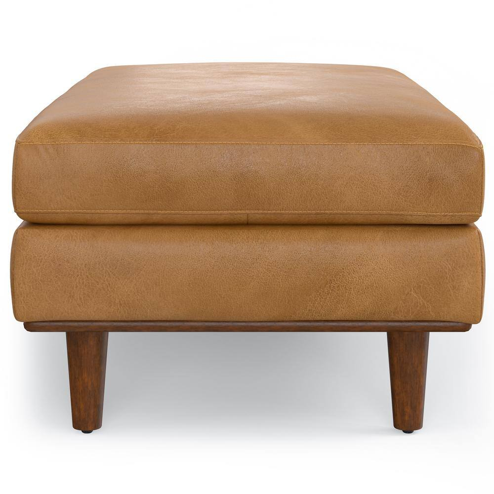 Morrison 49 In. Wide Mid-Century Modern Genuine Leather Large Rectangular Ottoma