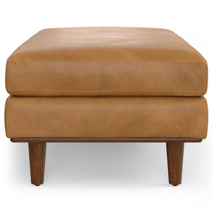 Morrison 49 In. Wide Mid-Century Modern Genuine Leather Large Rectangular Ottoma