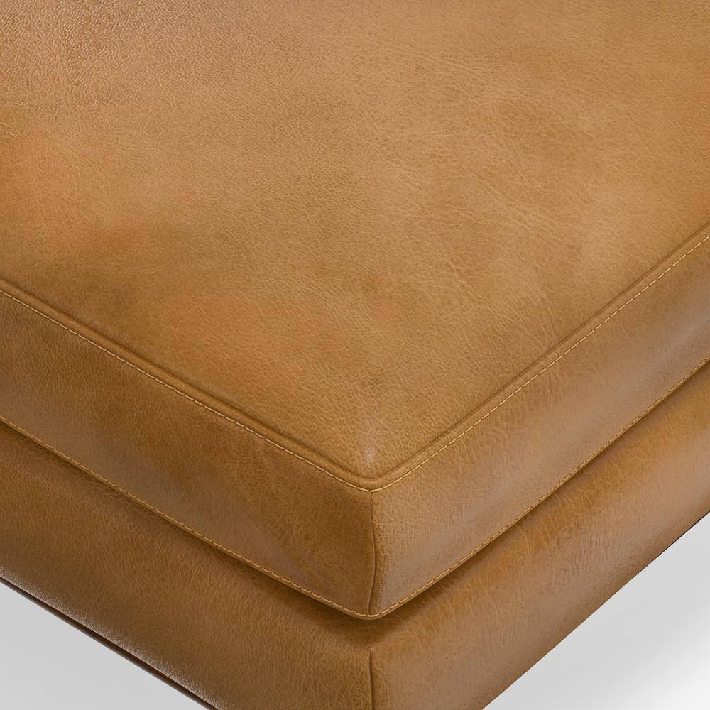 Morrison 33 In. Wide Mid-Century Modern Mid Century Genuine Leather Ottoman in S