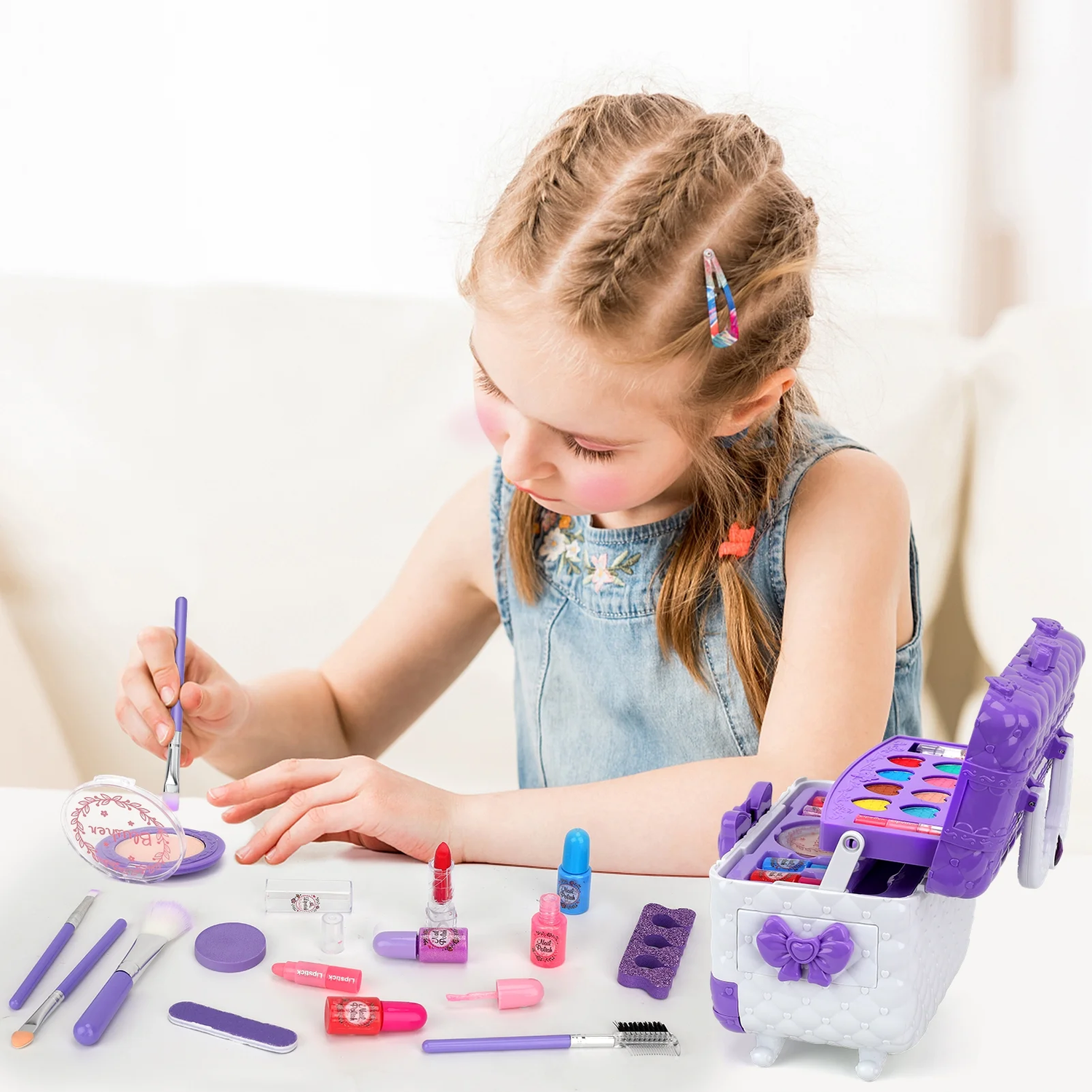 Kids Makeup Kit for Girl Gifts, 54PCS in 1 Makeup Toys Washable Little Girls Pri