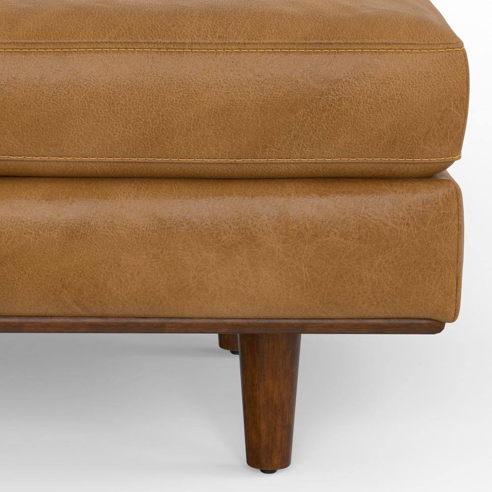 Morrison 49 In. Wide Mid-Century Modern Genuine Leather Large Rectangular Ottoma