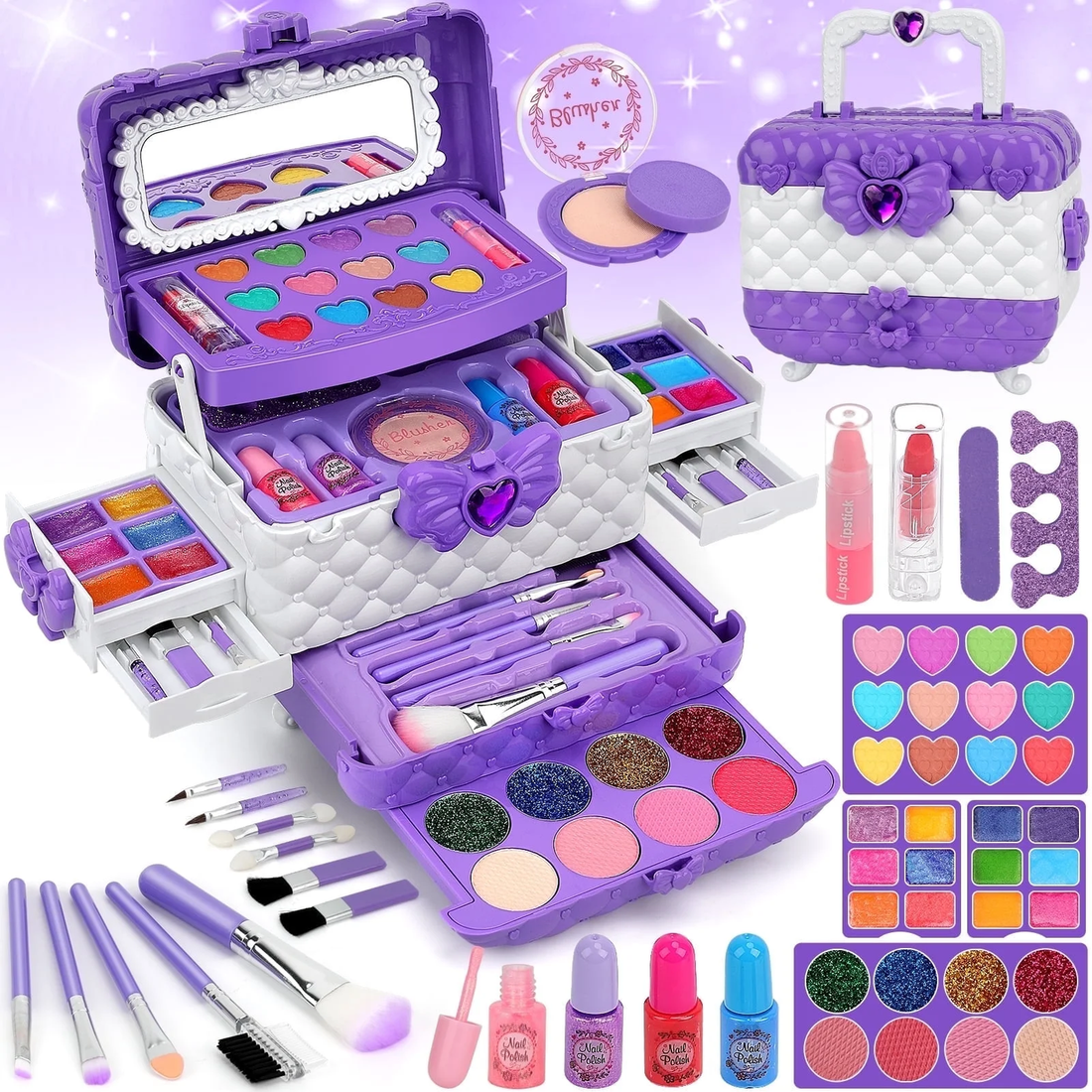 Kids Makeup Kit for Girl Gifts, 54PCS in 1 Makeup Toys Washable Little Girls Pri