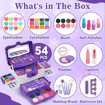 Kids Makeup Kit for Girl Gifts, 54PCS in 1 Makeup Toys Washable Little Girls Pri