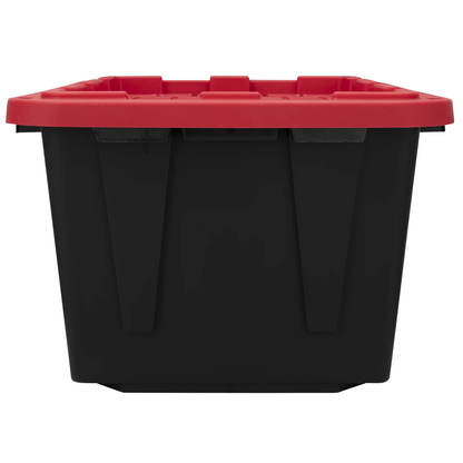 Large Storage Bin, 27 Gallon Plastic Storage Container with Snap-On Lid, Black a