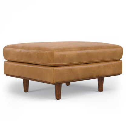 Morrison 33 In. Wide Mid-Century Modern Mid Century Genuine Leather Ottoman in S