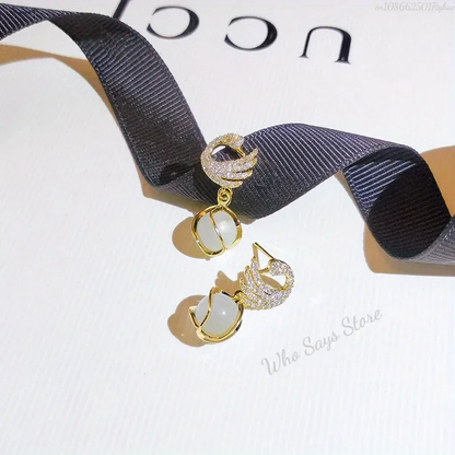 New Fashion Fine Swan Earrings Women Stainless Steel Earrings Temperament High Q