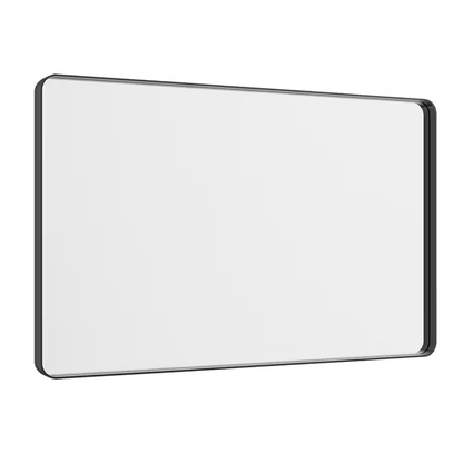 30 In. W X 40 In. H Modern Rectangular Aluminum Alloy Framed Rounded Black Wall 