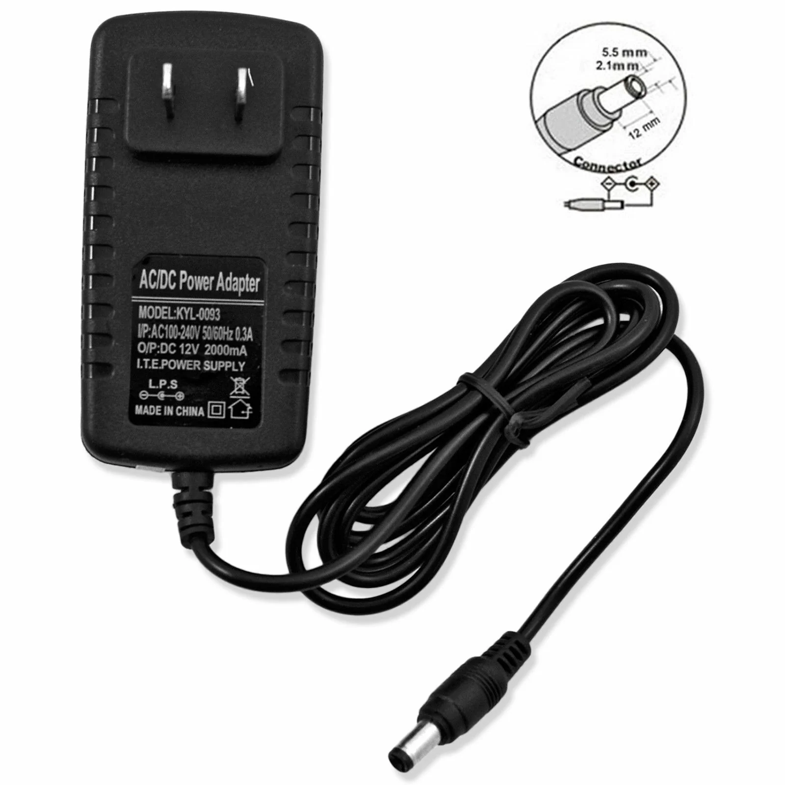 AC 100-240V to DC 12V 2A Power Supply for LED Light Strips 24W SMD