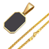 2024 New Gold Color Mens Geometric Square Necklaces for Men Black Enamel Rectang