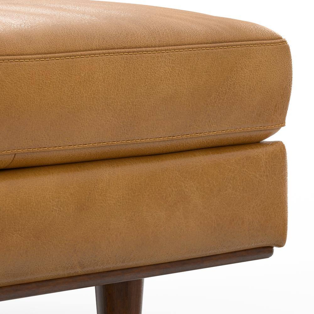 Morrison 33 In. Wide Mid-Century Modern Mid Century Genuine Leather Ottoman in S