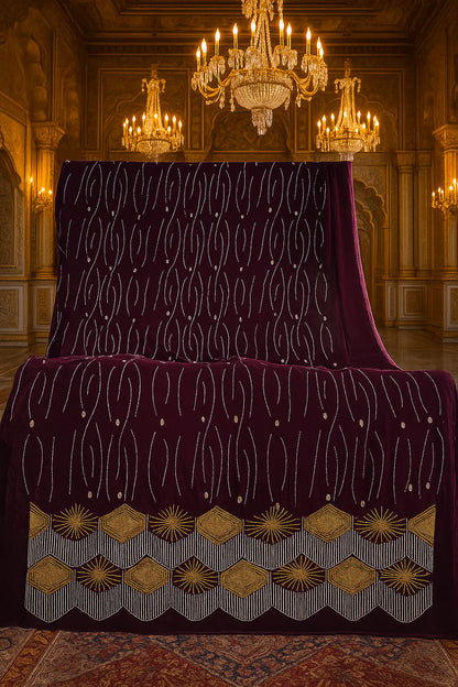 Royal Red Velvet – Gold Embroidered Elegance