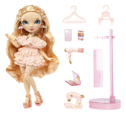 Victoria - Light Pink Fashion Doll, Freckles from Head to Toe. Fashionable Outfi