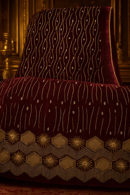 Royal Red Velvet – Gold Embroidered Elegance