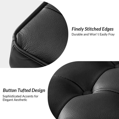 Diana Black Genuine Leather Square Medium Ottoman