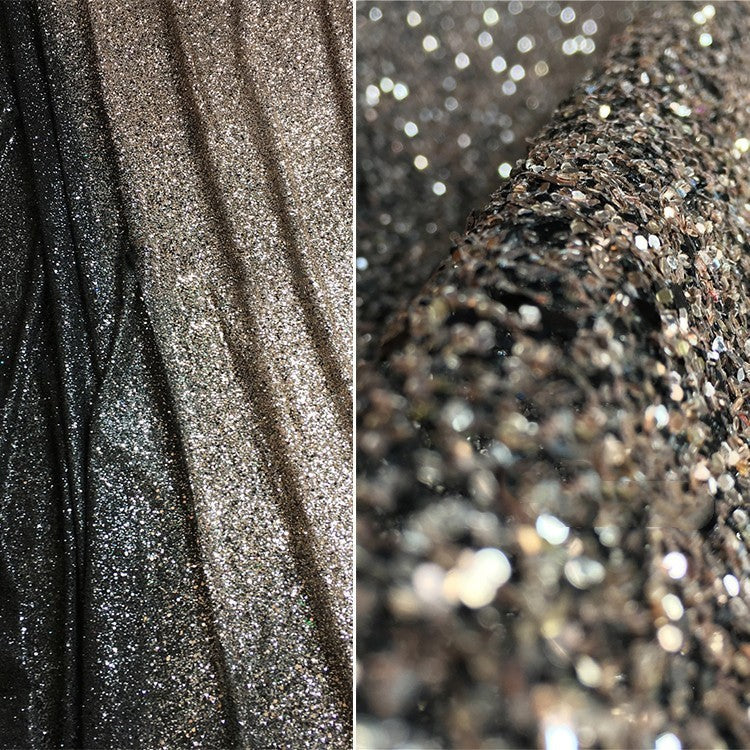 Bright And Full Version Of Black Gold Black Silver Hot Sequined Fabric