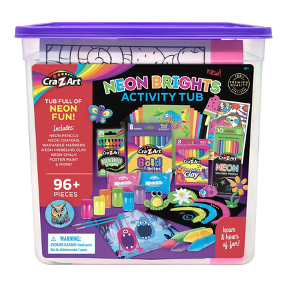Neon Brights Activity Tub, Multi-Color Drawing Set with over 96 Pieces for Ages 